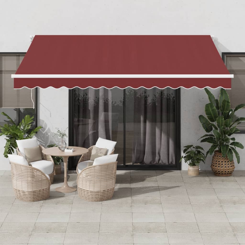 Vidaxl luifel automatycznie rozszerzalny z diodą LED 400x350 cm Bordeaux Red