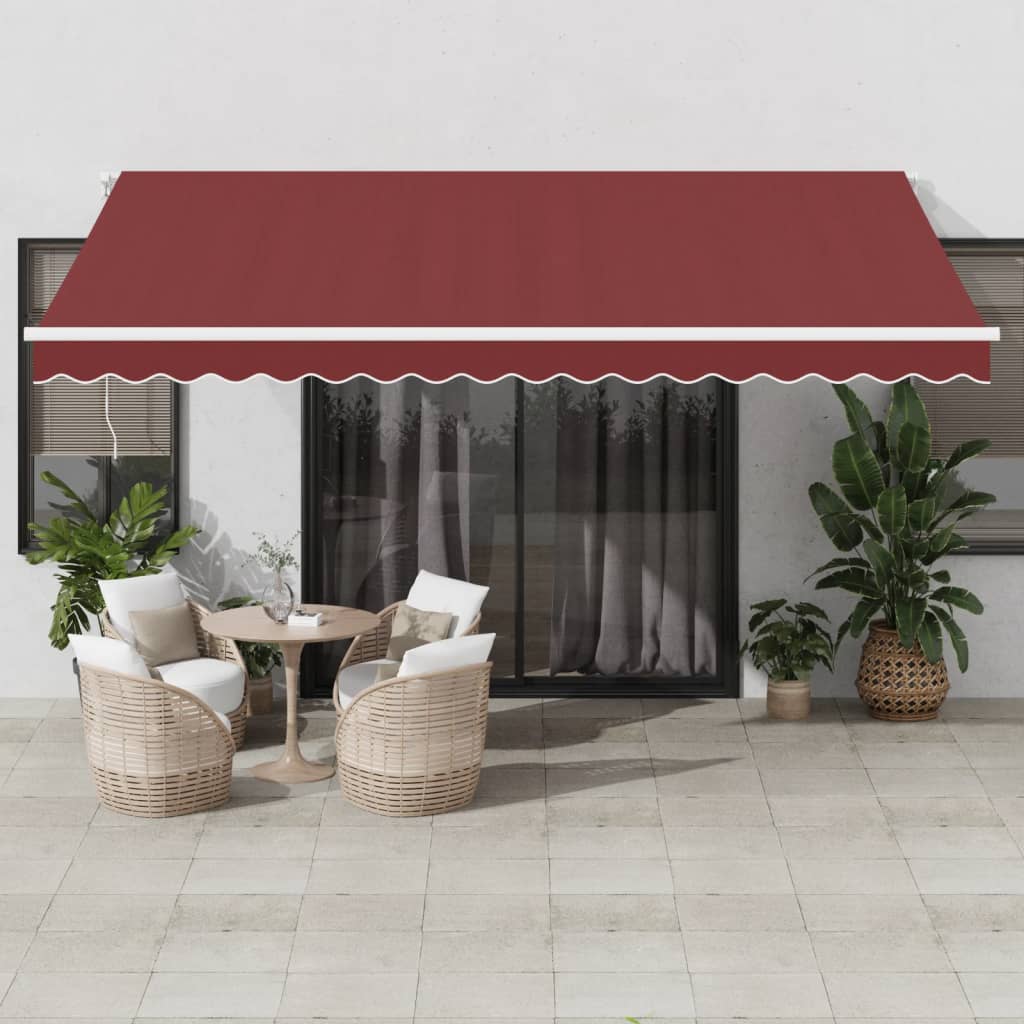 Vidaxl luifel ręcznie rozszerzalny z diodą LED 450x350 cm Bordeaux Red