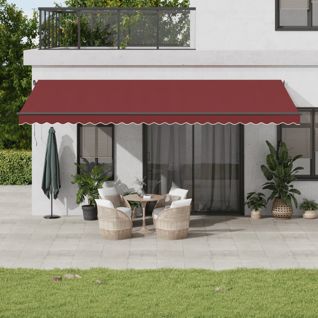 Vidaxl Luifel manually extendable with LEDs 600x350 cm Bordeaux red