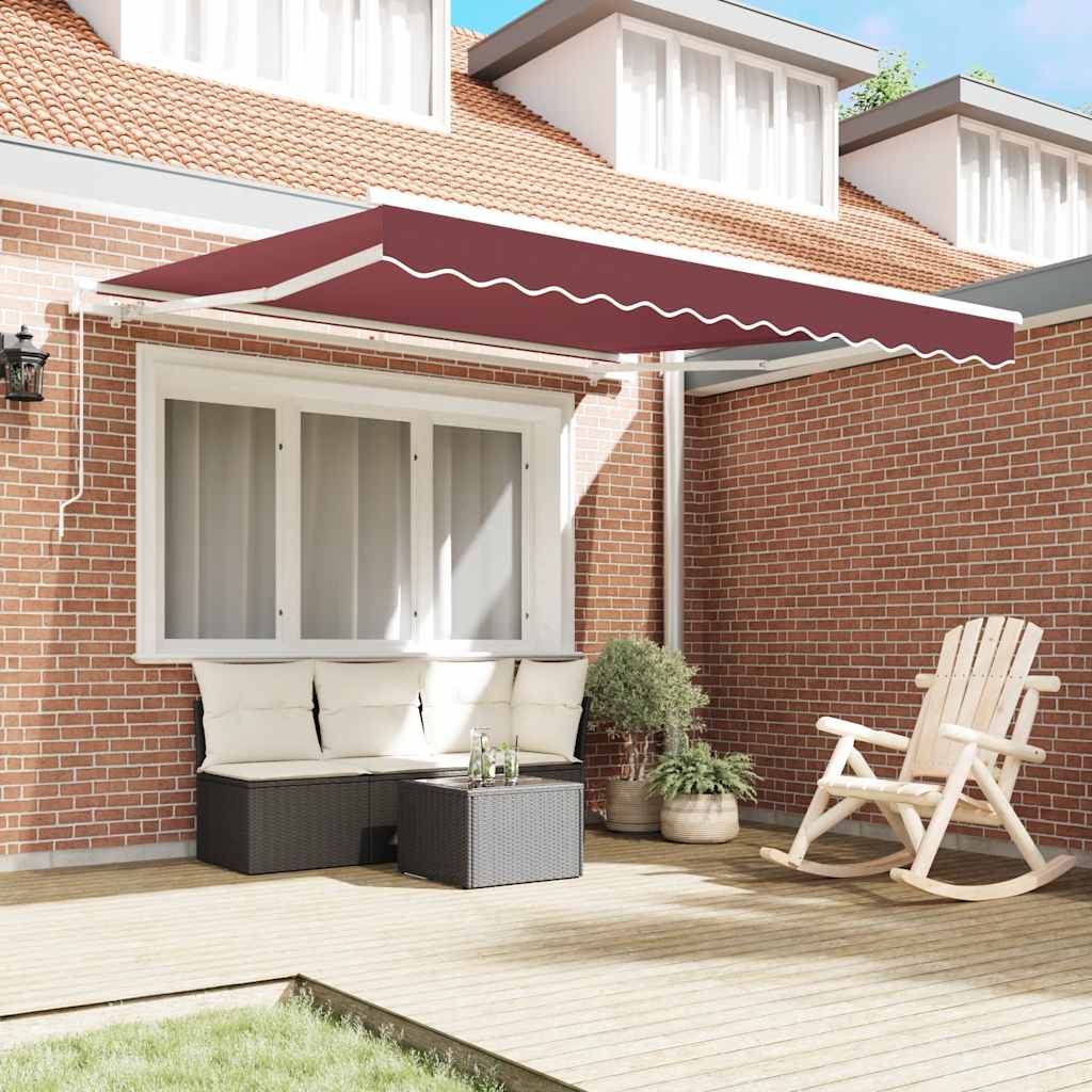 VidaXL Auvent extensible manuellement 300x250 cm bordeaux