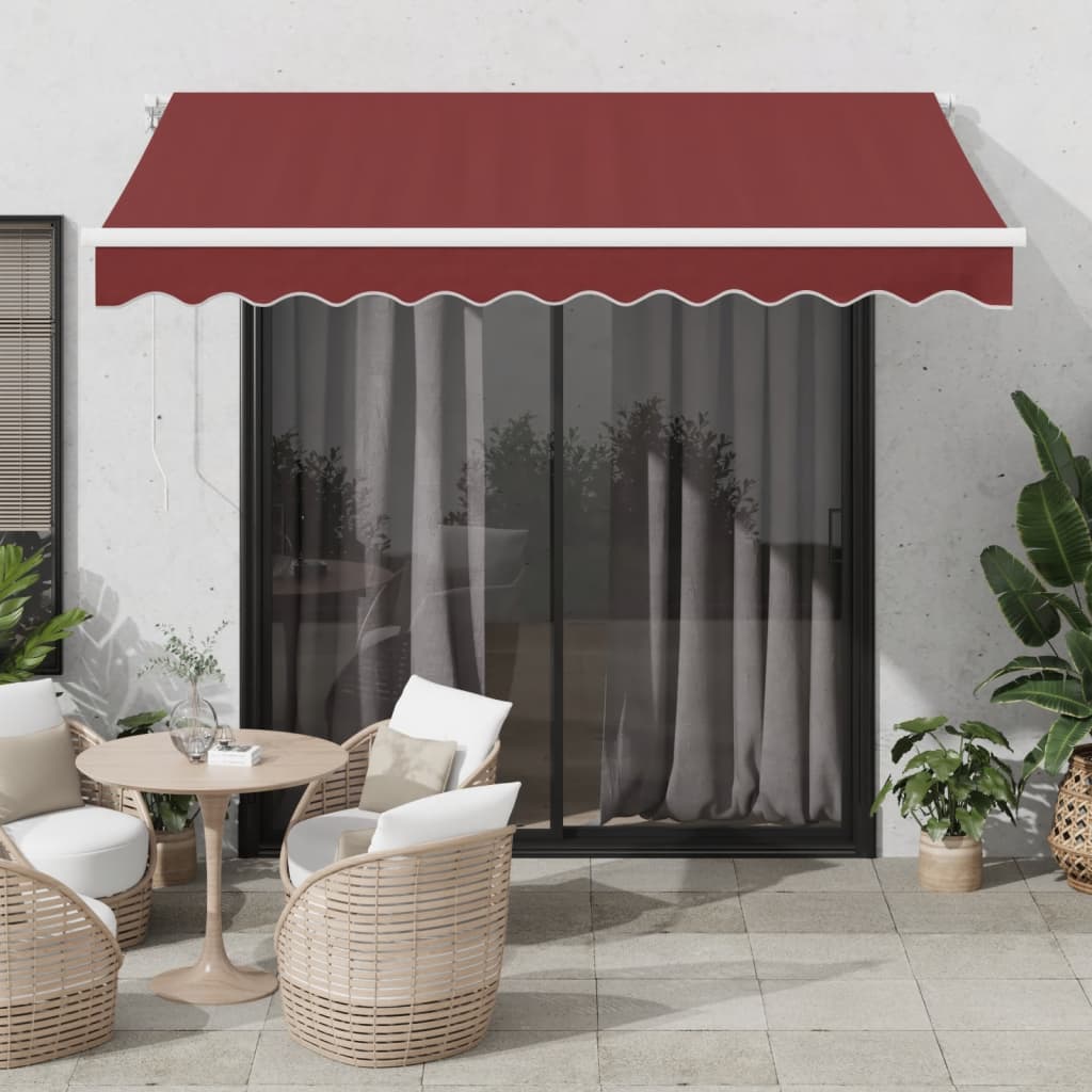 Vidaxl Luifel se extiende manualmente 300x250 cm Burdeos rojo