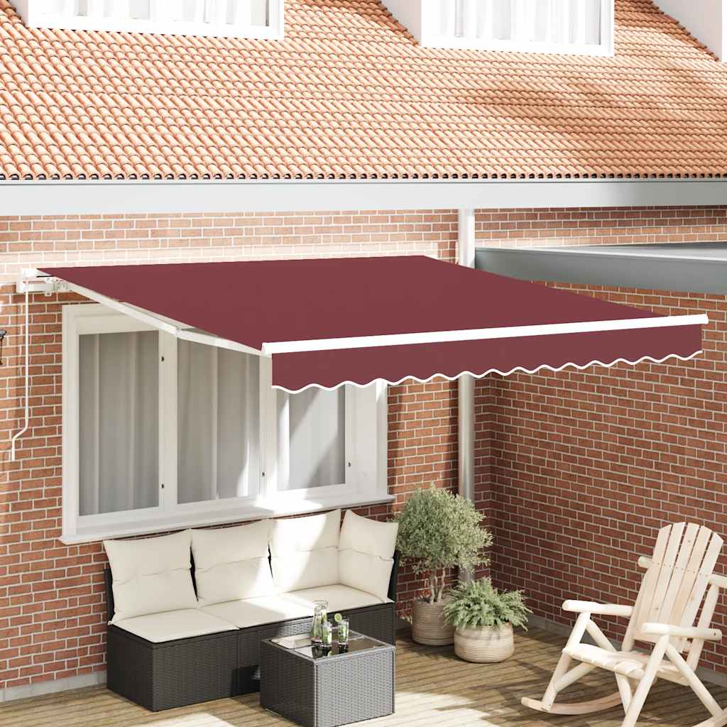 VidaXL Auvent extensible manuellement 300x250 cm bordeaux