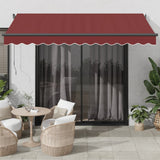 Bidaxl Luifel manuellt utdragbar med lysdioder 350x250 cm Bordeaux Red