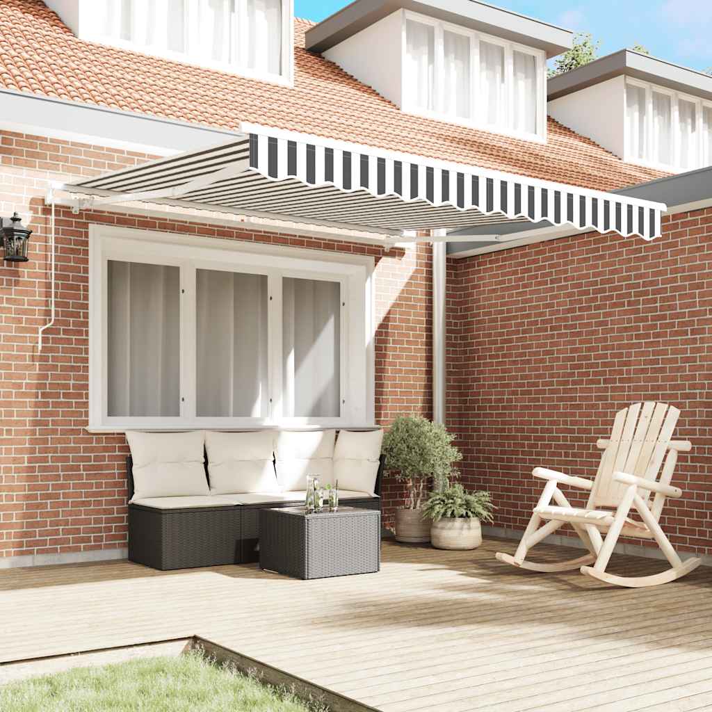 VidaXL Auvent extensible manuellement 300x250 cm anthracite et blanc