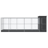 Vidaxl aviary with extension 623x203x216 cm steel silver colored