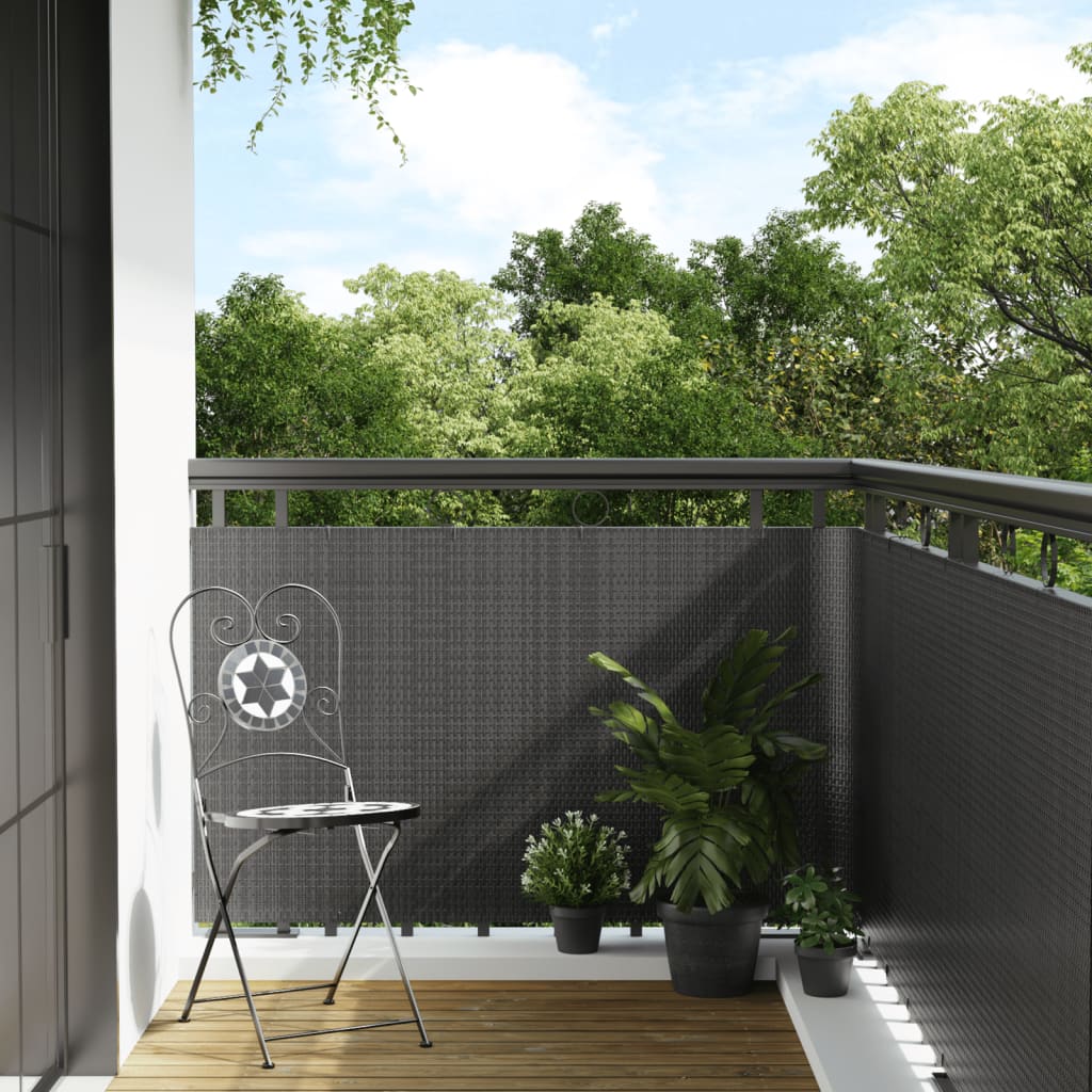 Écran de balcon Vidaxl 300x80 cm Poly Rattan Anthracite -Colored