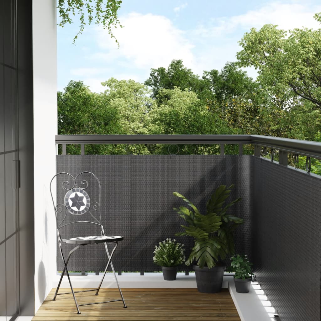 VIDAXL -Balkon -Bildschirm 1000x100 cm Poly Rattan Anthrazit -gelöscht