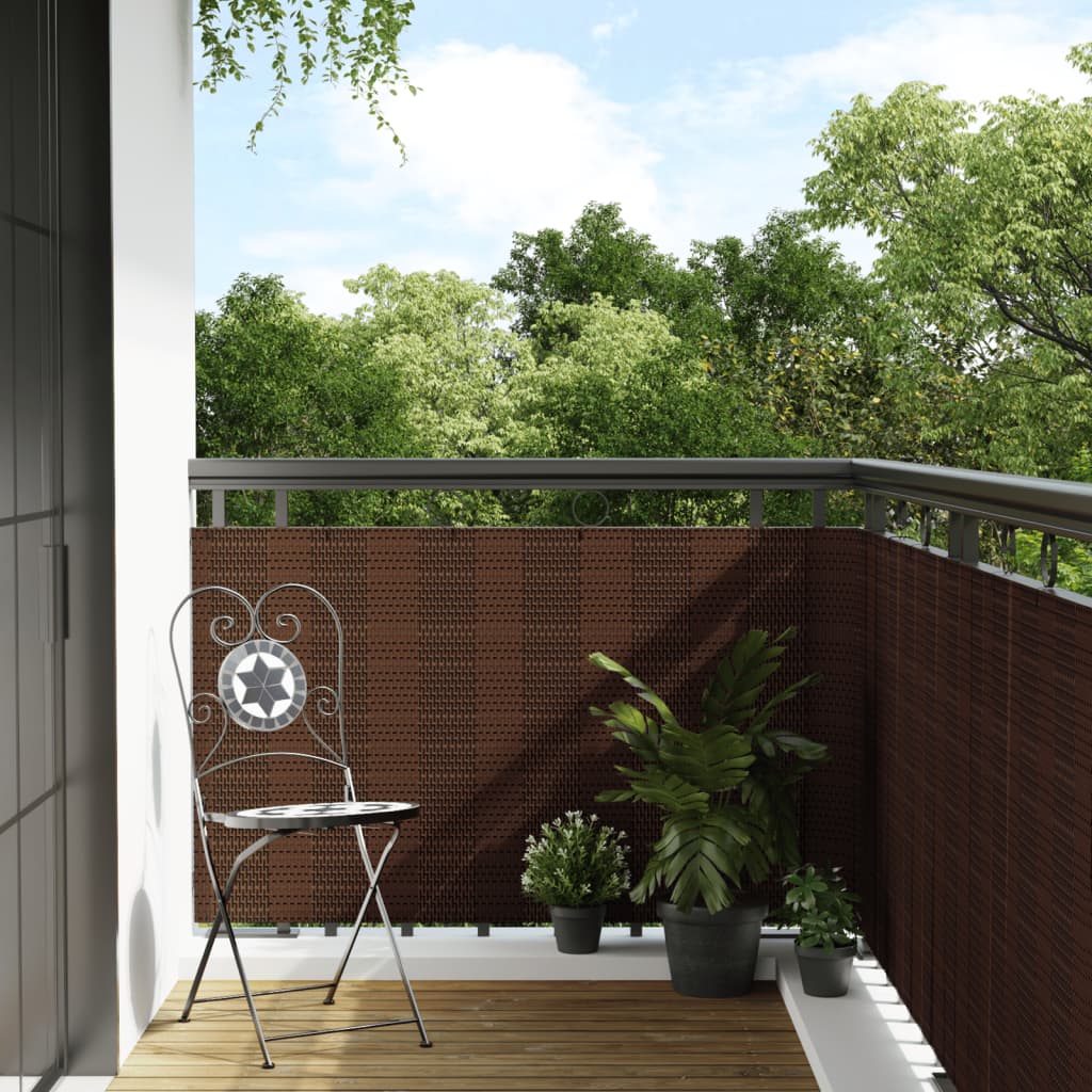 Vidaxl Balkon ekran 600x80 cm poli rattan brązowy i czarny