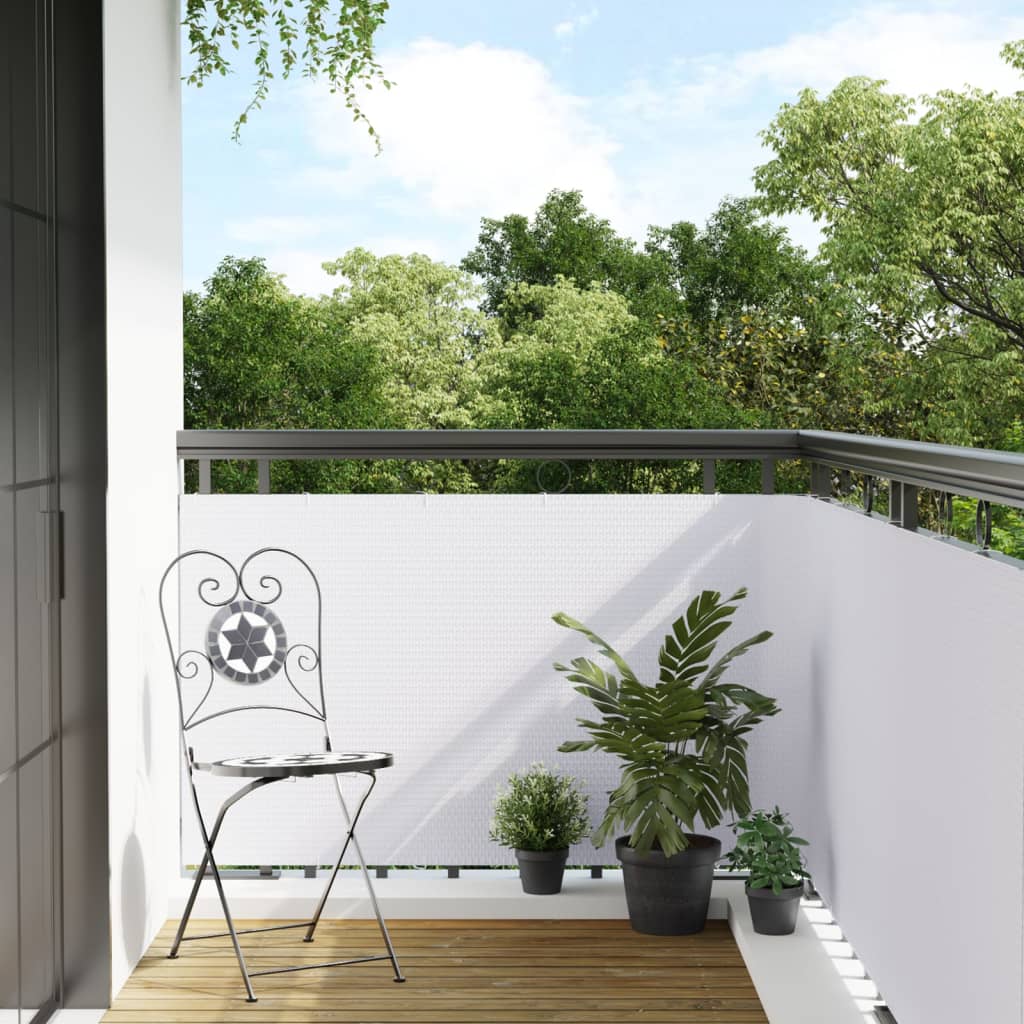 Vidaxl Balcony Schermata 300x90 cm Poly Rattan White