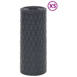 VIDAXL -Balkon -Bildschirme 5 ST 255x19 cm Poly Rattan Anthrazit -gelöscht