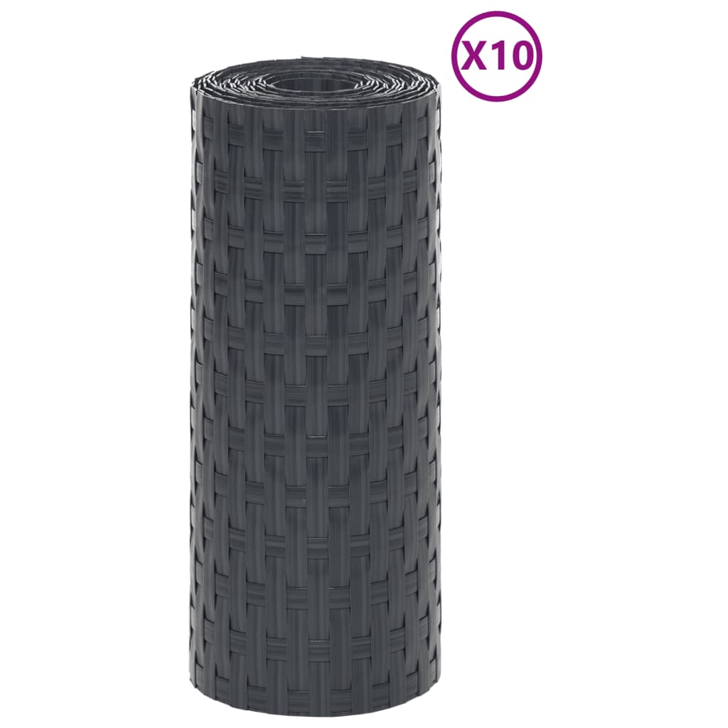 Vidaxl balkonschermen 10 st 255x19 cm poly rattan antracietkleurig