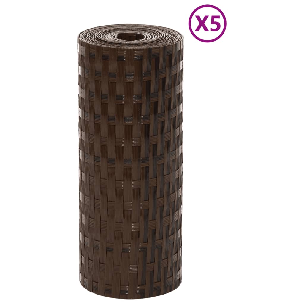 Vidaxx paravents de balcon 5 pcs 255x19 cm poly rotin marron et noir