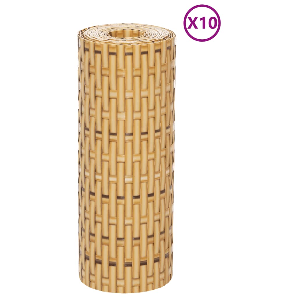 Vidaxx paravents de balcon 10 pcs 255x19 cm poly rotin marron clair