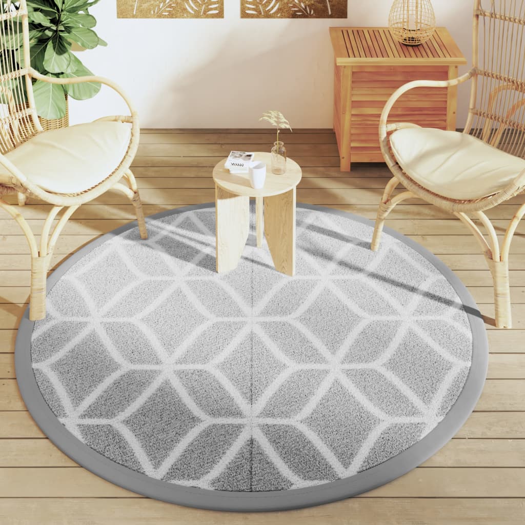 Vidaxl à l'extérieur du tapis Arakil Ø160 cm Gray en polypropène