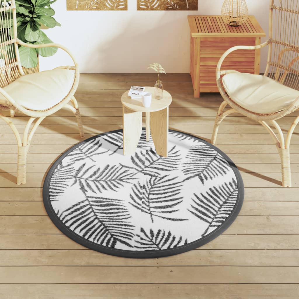 Vidaxx tapis d'extérieur arakil ø 120 cm polypropylène blanc et noir