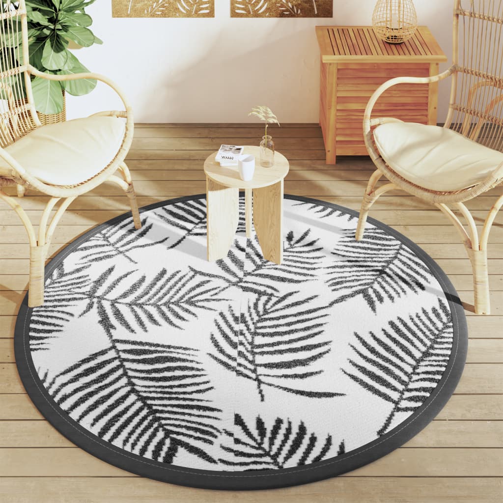 Vidaxx tapis d'extérieur arakil ø160 cm polypropylène blanc et noir