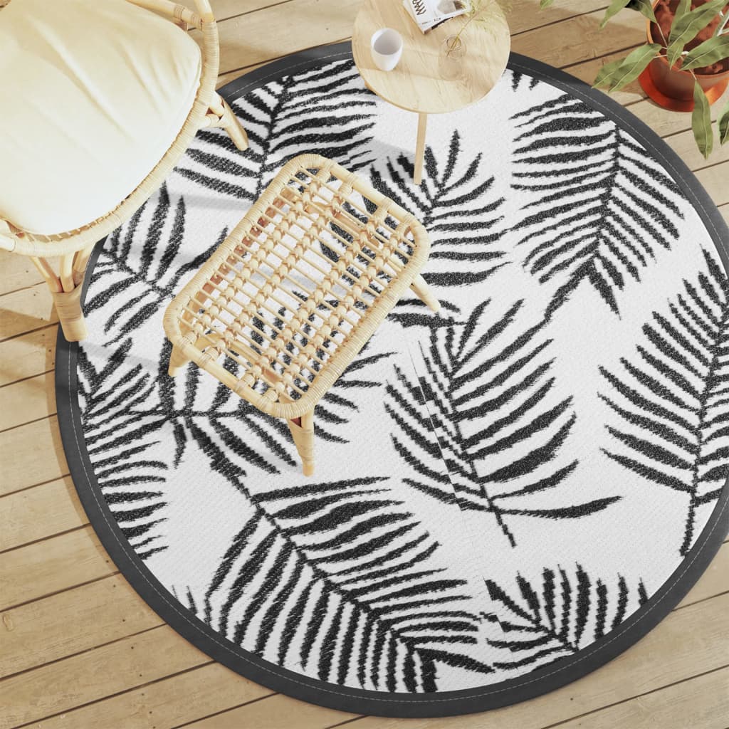 Vidaxx tapis d'extérieur arakil ø160 cm polypropylène blanc et noir