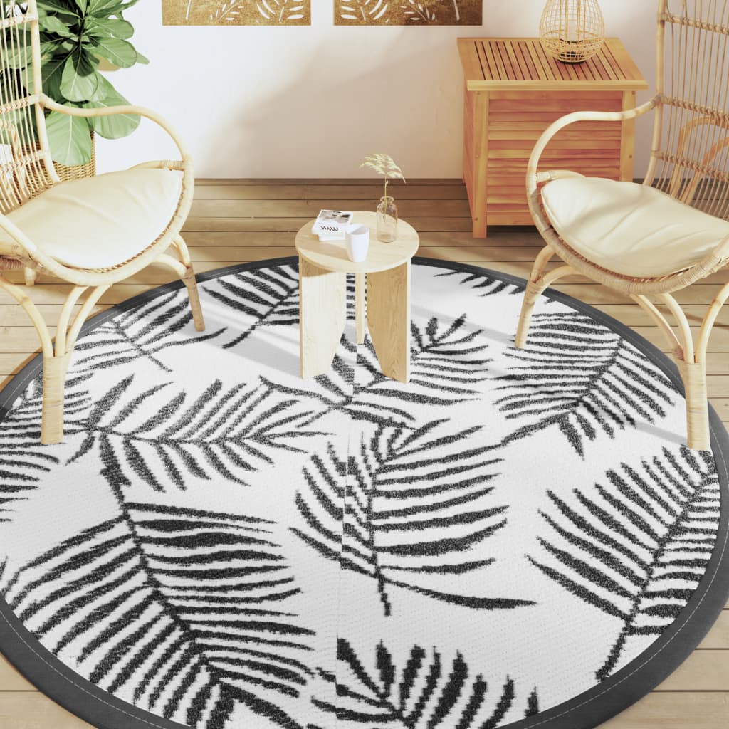 Vidaxx tapis d'extérieur arakil ø200 cm polypropylène blanc et noir