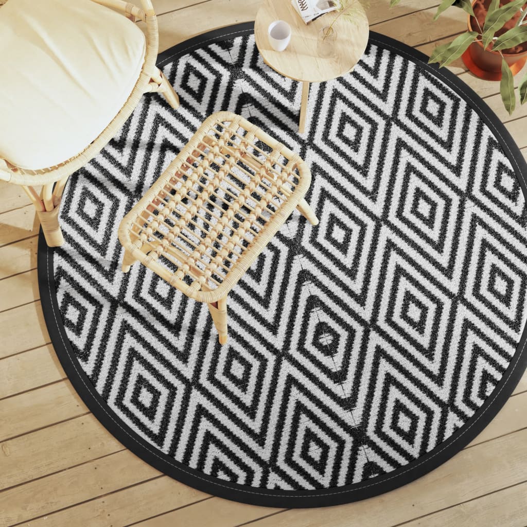 Vidaxx tapis d'extérieur arakil ø160 cm polypropylène blanc et noir