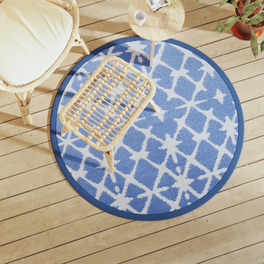 Vidaxx tapis d'extérieur arakil ø120 cm polypropylène bleu et blanc
