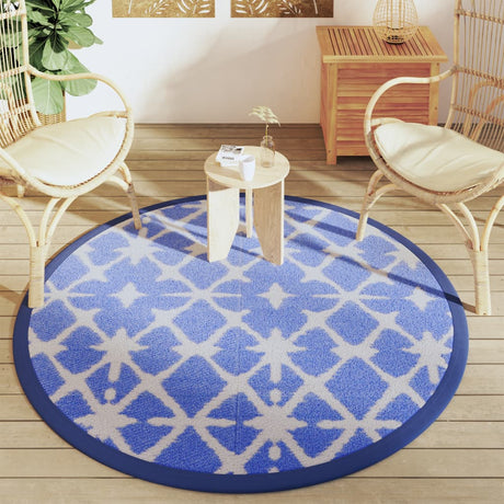 Vidaxx tapis d'extérieur arakil ø160 cm polypropylène bleu et blanc