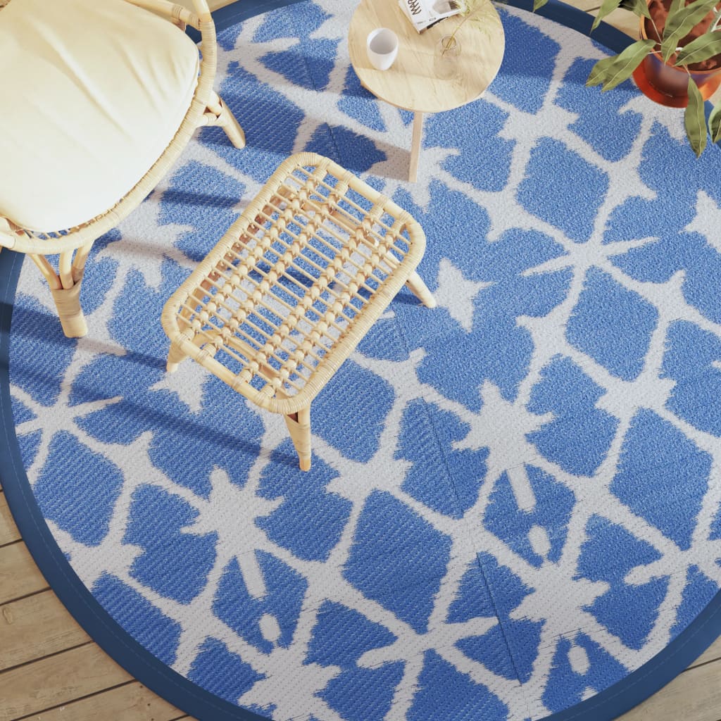 Vidaxx tapis d'extérieur arakil ø200 cm polypropylène bleu et blanc