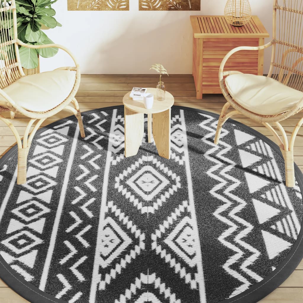 Vidaxl Tapis extérieur Arakil Ø 200 cm Polypropène noir