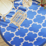 Vidaxl Tapis extérieur Arakil Ø 200 cm Bleu en polypropène