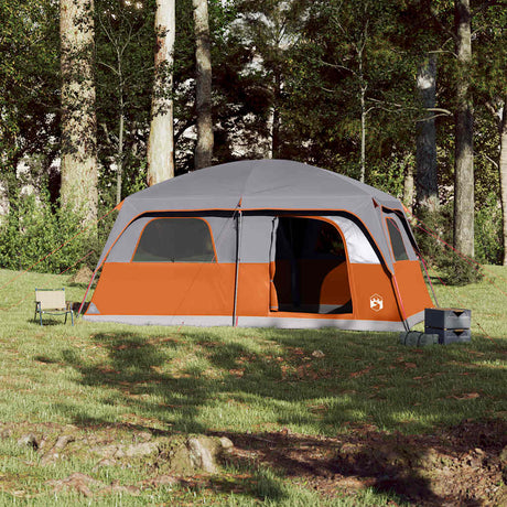 Tente familiale VidaXL 10 personnes imperméable gris et orange