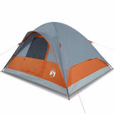 Vidaxl dome tente 6 personnes étanche gris et orange