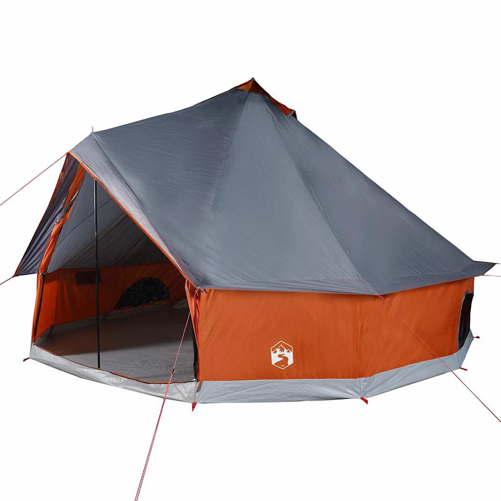 VidaXL Tente Tipi pour famille 8 personnes imperméable gris et orange