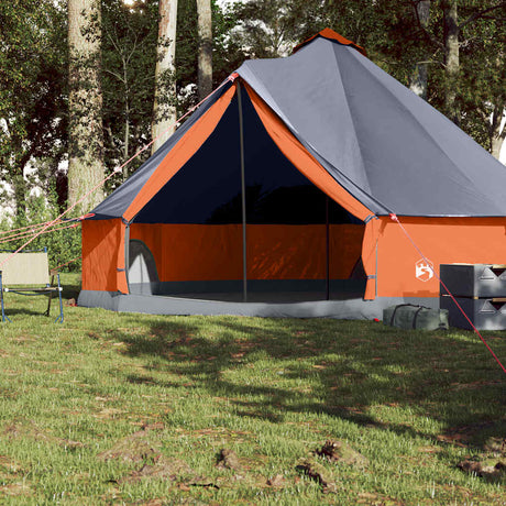 VidaXL Tente Tipi pour famille 8 personnes imperméable gris et orange