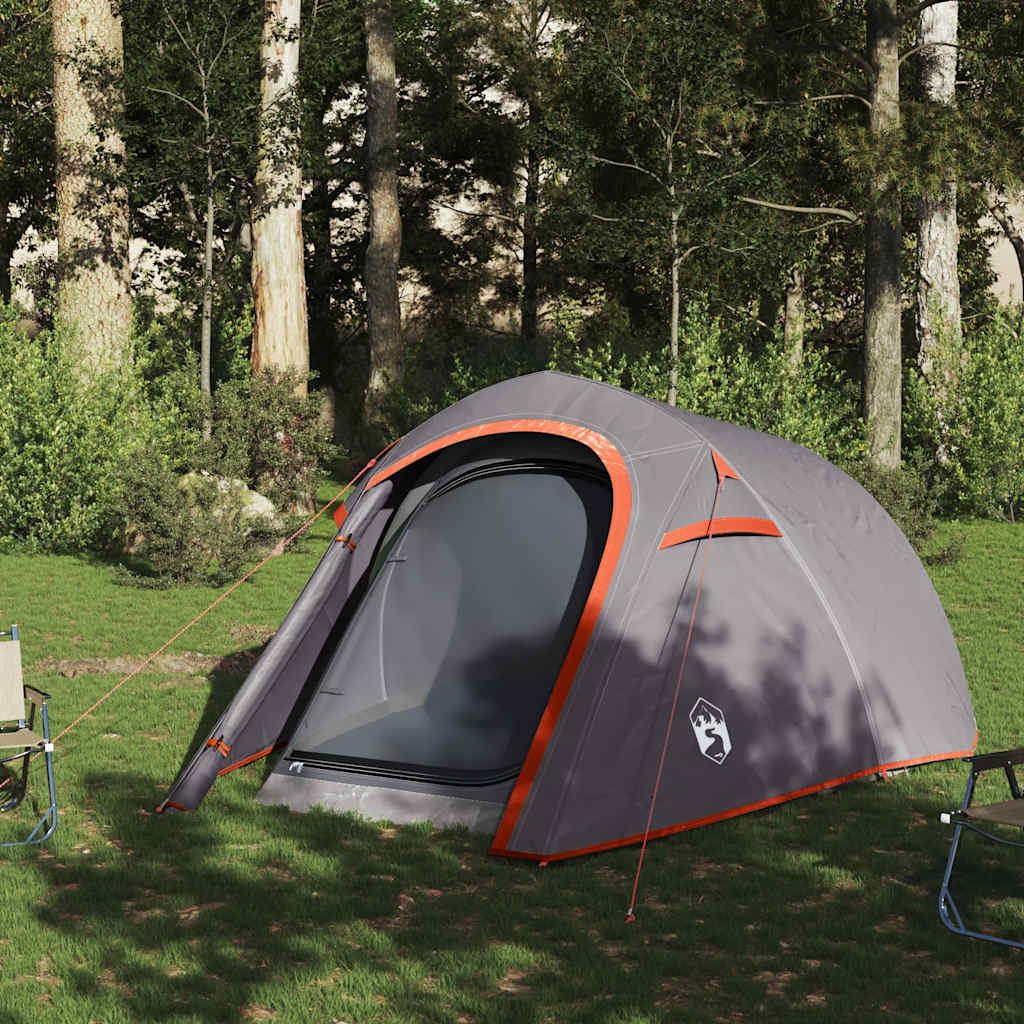Tente tunnel VidaXL 3 personnes imperméable gris et orange