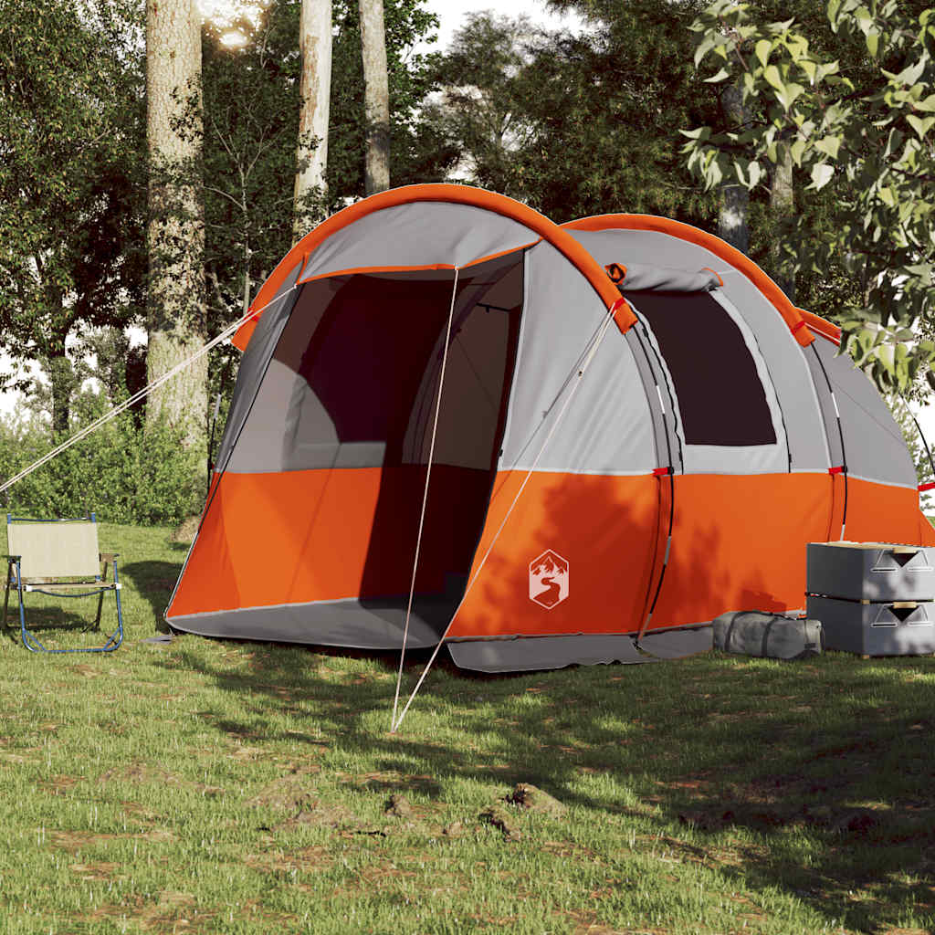 Tente tunnel VidaXL 4 personnes imperméable gris et orange