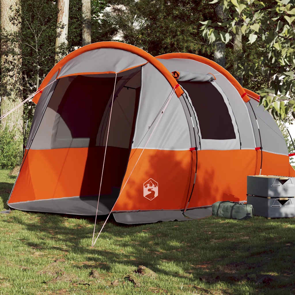 Tente tunnel VidaXL 4 personnes imperméable gris et orange