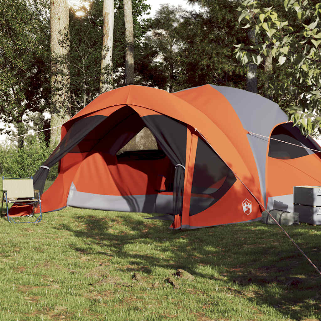 Tente familiale VidaXL 6 personnes imperméable gris et orange
