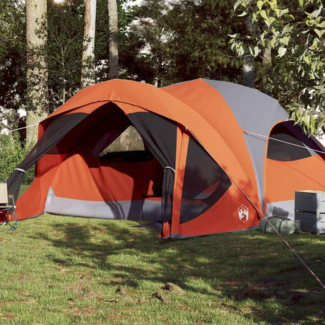 Tente familiale VidaXL 6 personnes imperméable gris et orange