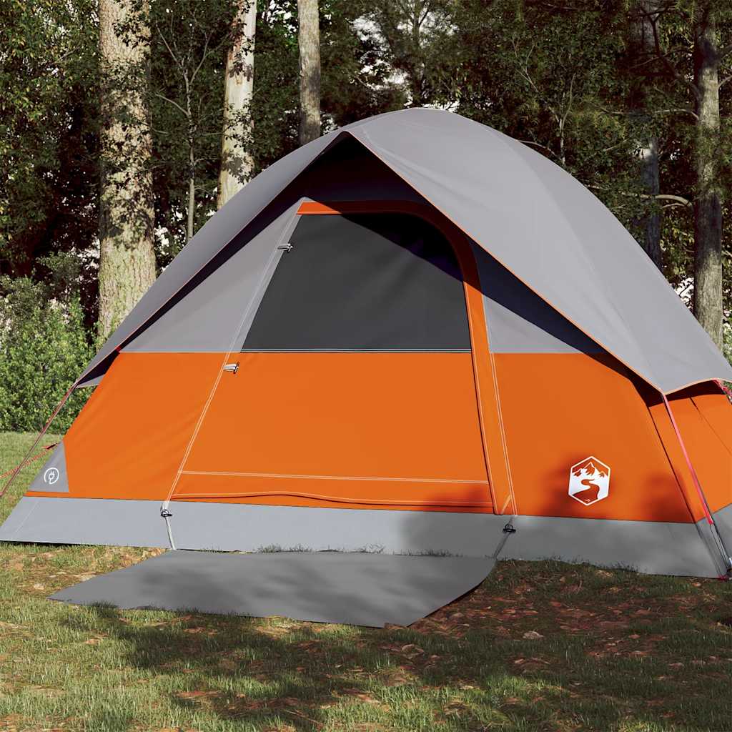 Vidaxl dome tente 3 personnes étanche gris et orange