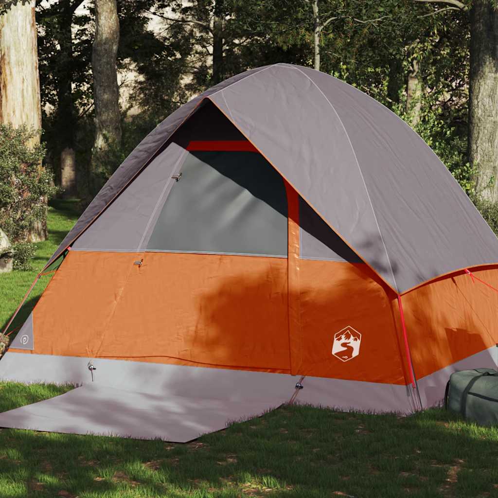 Vidaxl Tenda cupola di 4 persone impermeabili grigio e arancione