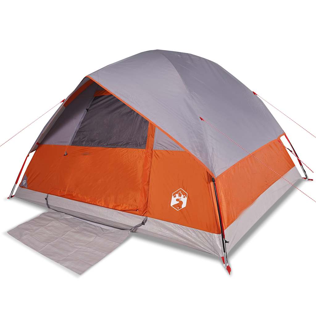 Vidaxl Dome Stan 6-Person Waterproof Grey and Orange