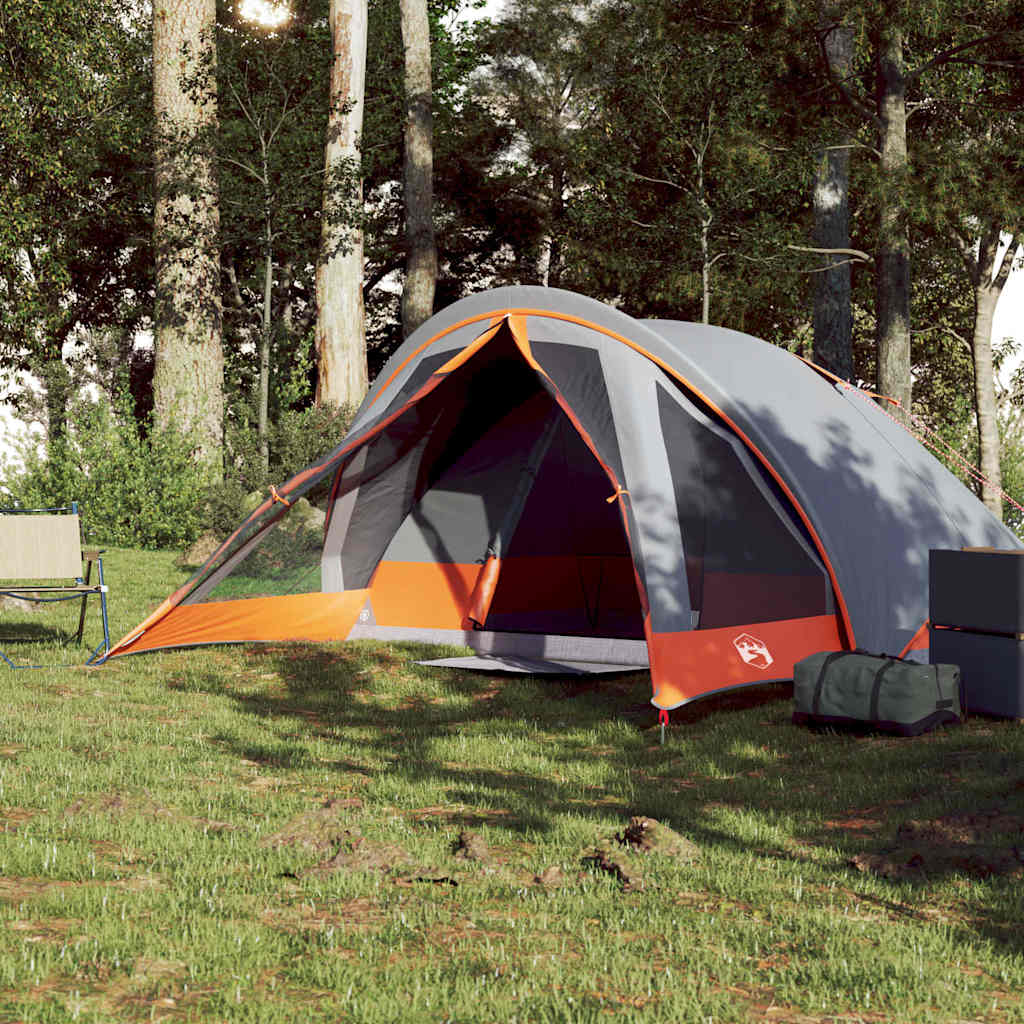 Vidaxl Tent 4-Persona impermeable gris y naranja