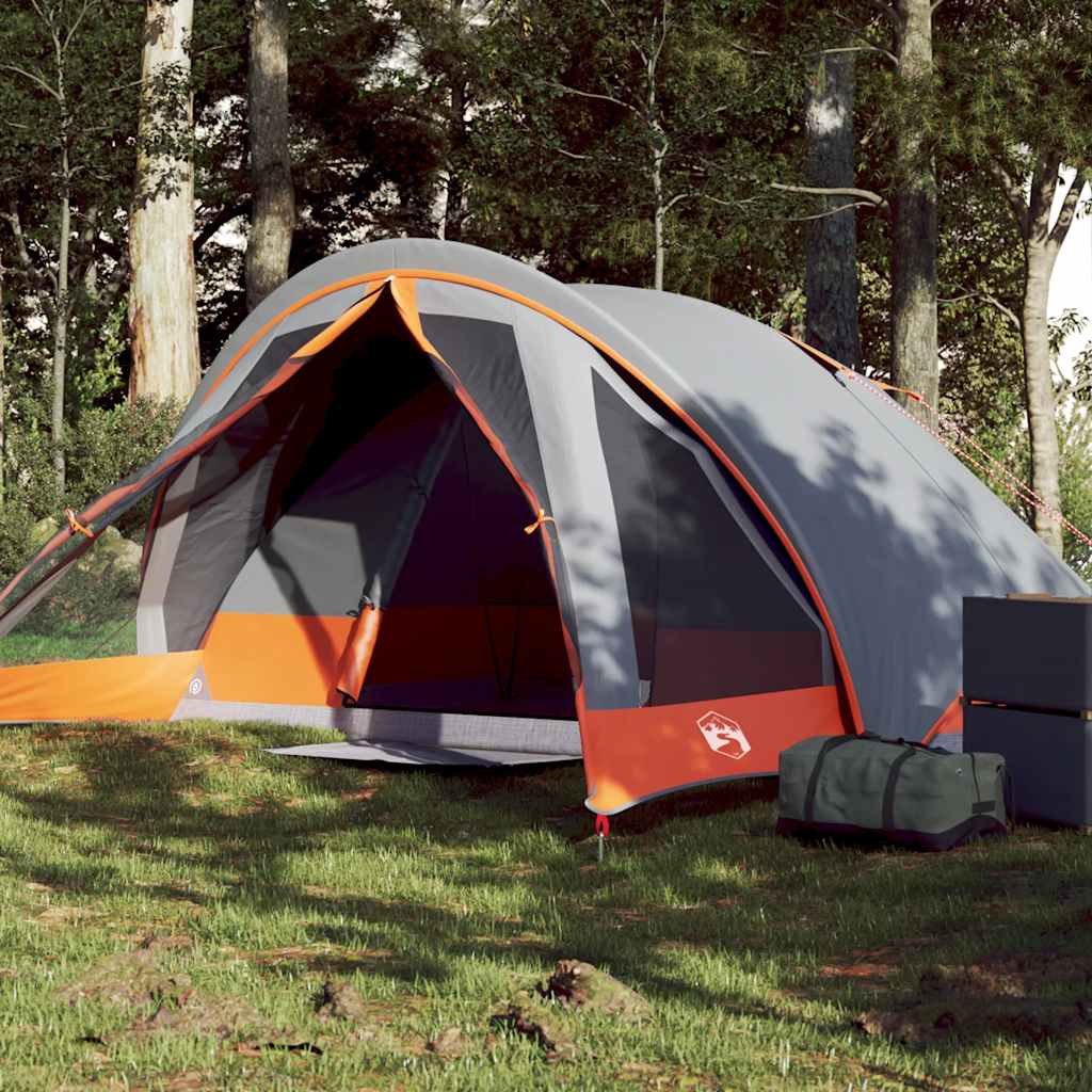 Tente VidaXL 4 personnes imperméable gris et orange