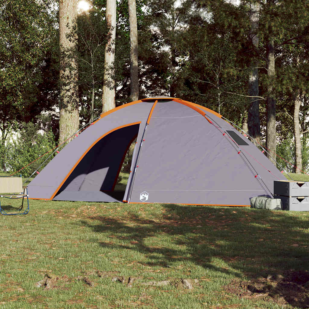 Vidaxl Tenda 8 persone impermeabile grigio e arancione