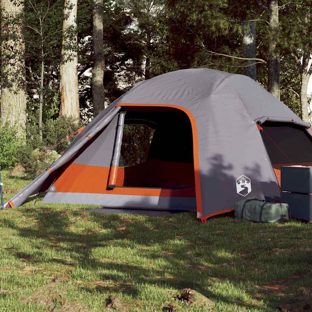 Vidaxl Dome Tent 4-Persona impermeable gris y naranja