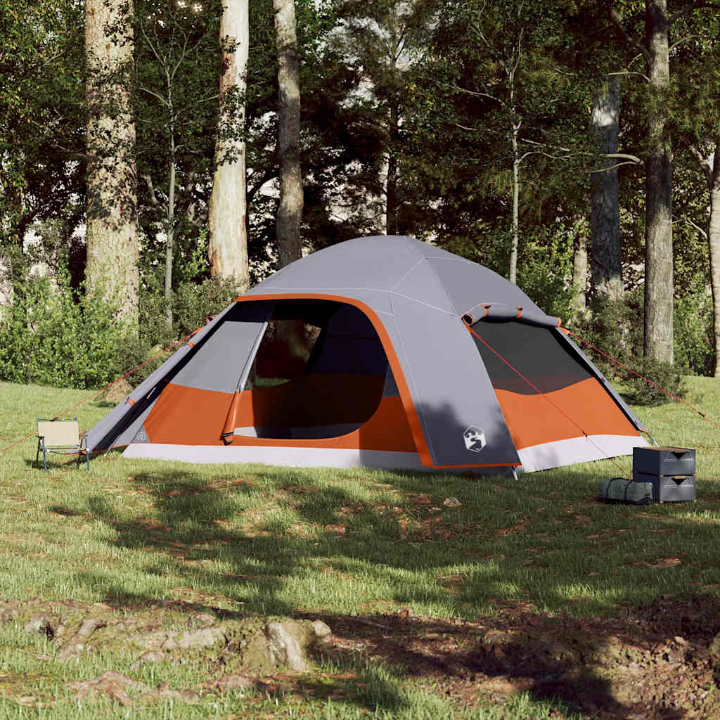 Vidaxl Dome Tent de 6 personas impermeables grises y naranja