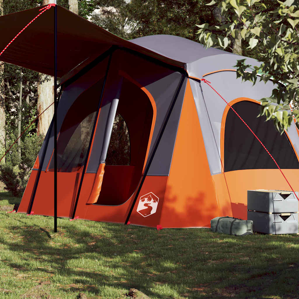 Vidaxl Tent de 5 personas impermeables grises y naranja