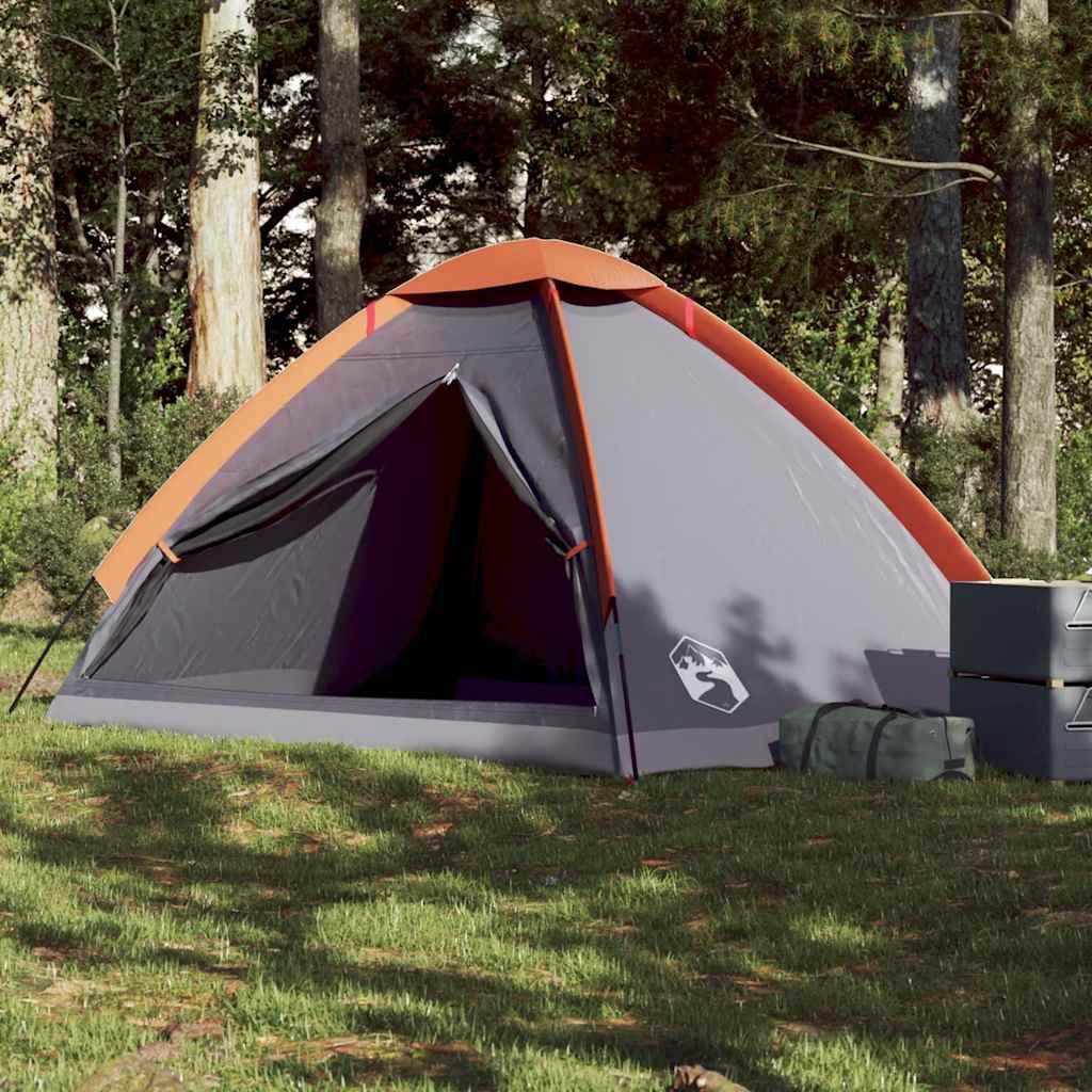 Vidaxl Dome Tent 4-Persona impermeable gris y naranja