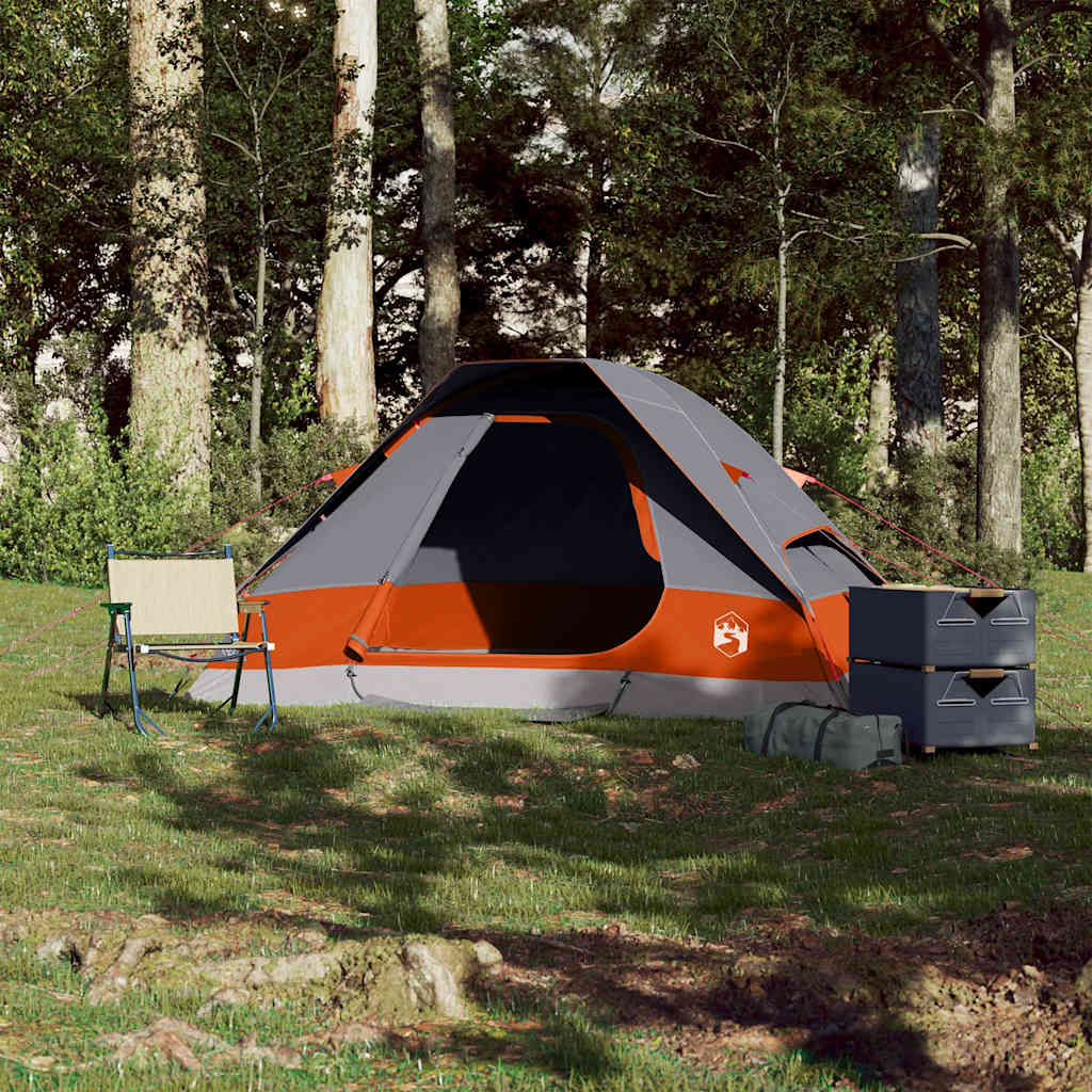Tente dôme Vidaxx 2 personnes imperméable gris et orange