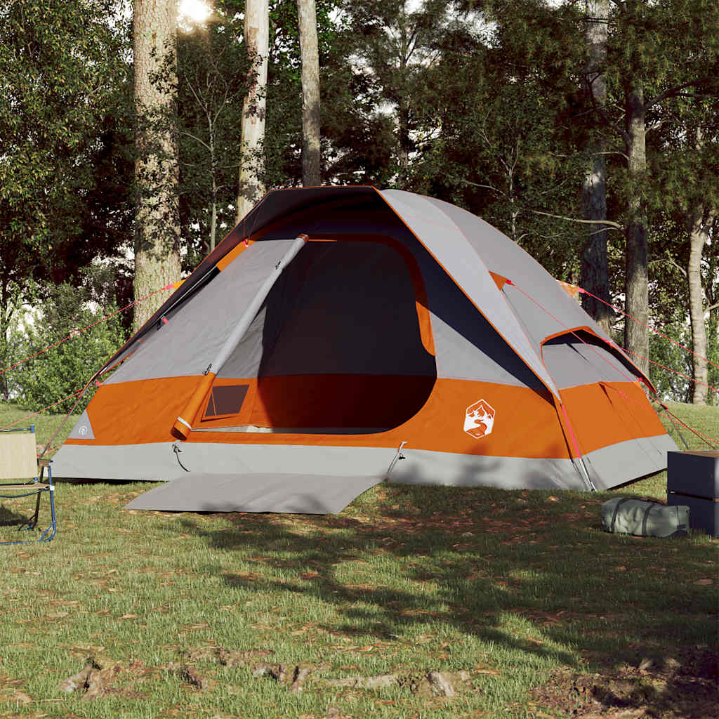 Vidaxl Dome Tent 4-Persona impermeable gris y naranja