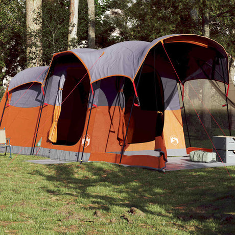 Tente tunnel VidaXL 8 personnes imperméable gris et orange